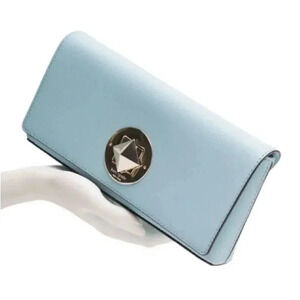 NWOT Kate Spade New York Blue Hydrangea Keira Newbury Lane Leather Clutch